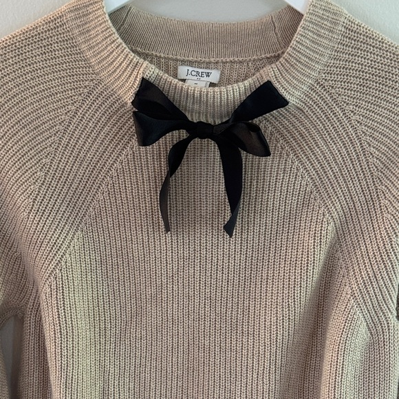 J. Crew Cream Sweater with Black Ribbon Accent - Picture 2 of 4
